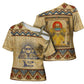 Aker Ancient Egyptian Cross Shoulder Shirt with Hieroglyphic Pattern, Pyramid Symbol, and Twin Lion Guardians Motif - African Pride