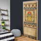 Aker Ancient Egyptian Door Cover with Hieroglyphic Pattern, Pyramid Symbol, and Twin Lion Guardians Motif - African Pride