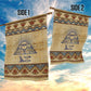 Aker Ancient Egyptian Garden Flag with Hieroglyphic Pattern, Pyramid Symbol, and Twin Lion Guardians Motif - African Pride