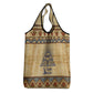 Aker Ancient Egyptian Grocery Bag with Hieroglyphic Pattern, Pyramid Symbol, and Twin Lion Guardians Motif - African Pride