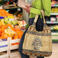 Aker Ancient Egyptian Grocery Bag with Hieroglyphic Pattern, Pyramid Symbol, and Twin Lion Guardians Motif - African Pride