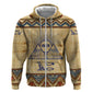 Aker Ancient Egyptian Hoodie with Hieroglyphic Pattern, Pyramid Symbol, and Twin Lion Guardians Motif - African Pride