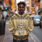 Aker Ancient Egyptian Hoodie with Hieroglyphic Pattern, Pyramid Symbol, and Twin Lion Guardians Motif - African Pride