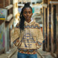 Aker Ancient Egyptian Hoodie with Hieroglyphic Pattern, Pyramid Symbol, and Twin Lion Guardians Motif - African Pride