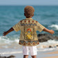 Aker Ancient Egyptian Kid Hawaiian Shirt with Hieroglyphic Pattern, Pyramid Symbol, and Twin Lion Guardians Motif - African Pride