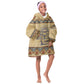 Aker Ancient Egyptian Kid Wearable Blanket Hoodie with Hieroglyphic Pattern, Pyramid Symbol, and Twin Lion Guardians Motif - African Pride