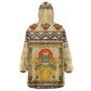 Aker Ancient Egyptian Kid Wearable Blanket Hoodie with Hieroglyphic Pattern, Pyramid Symbol, and Twin Lion Guardians Motif - African Pride