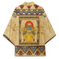 Aker Ancient Egyptian Kimono with Hieroglyphic Pattern, Pyramid Symbol, and Twin Lion Guardians Motif - African Pride