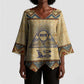 Aker Ancient Egyptian Kimono Sleeve Blouse with Hieroglyphic Pattern, Pyramid Symbol, and Twin Lion Guardians Motif - African Pride