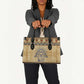 Aker Ancient Egyptian Leather Bag with Hieroglyphic Pattern, Pyramid Symbol, and Twin Lion Guardians Motif - African Pride