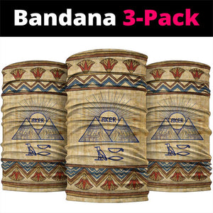 Aker Ancient Egyptian Neck Gaiter with Hieroglyphic Pattern, Pyramid Symbol, and Twin Lion Guardians Motif - African Pride