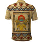 Aker Ancient Egyptian Polo Shirt with Hieroglyphic Pattern, Pyramid Symbol, and Twin Lion Guardians Motif - African Pride