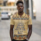 Aker Ancient Egyptian Polo Shirt with Hieroglyphic Pattern, Pyramid Symbol, and Twin Lion Guardians Motif - African Pride