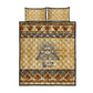 Aker Ancient Egyptian Quilt Bed Set with Hieroglyphic Pattern, Pyramid Symbol, and Twin Lion Guardians Motif - African Pride