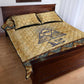 Aker Ancient Egyptian Quilt Bed Set with Hieroglyphic Pattern, Pyramid Symbol, and Twin Lion Guardians Motif - African Pride