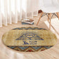 Aker Ancient Egyptian Round Carpet with Hieroglyphic Pattern, Pyramid Symbol, and Twin Lion Guardians Motif - African Pride