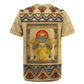 Aker Ancient Egyptian Rugby Jersey with Hieroglyphic Pattern, Pyramid Symbol, and Twin Lion Guardians Motif - African Pride