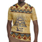 Aker Ancient Egyptian Rugby Jersey with Hieroglyphic Pattern, Pyramid Symbol, and Twin Lion Guardians Motif - African Pride