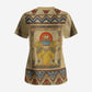 Aker Ancient Egyptian Scrub Top with Hieroglyphic Pattern, Pyramid Symbol, and Twin Lion Guardians Motif - African Pride
