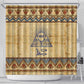 Aker Ancient Egyptian Shower Curtain with Hieroglyphic Pattern, Pyramid Symbol, and Twin Lion Guardians Motif - African Pride