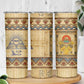 Aker Ancient Egyptian Skinny Tumbler with Hieroglyphic Pattern, Pyramid Symbol, and Twin Lion Guardians Motif - African Pride