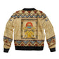 Aker Ancient Egyptian Sleeve Zip Bomber Jacket with Hieroglyphic Pattern, Pyramid Symbol, and Twin Lion Guardians Motif - African Pride