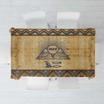 Aker Ancient Egyptian Tablecloth with Hieroglyphic Pattern, Pyramid Symbol, and Twin Lion Guardians Motif - African Pride