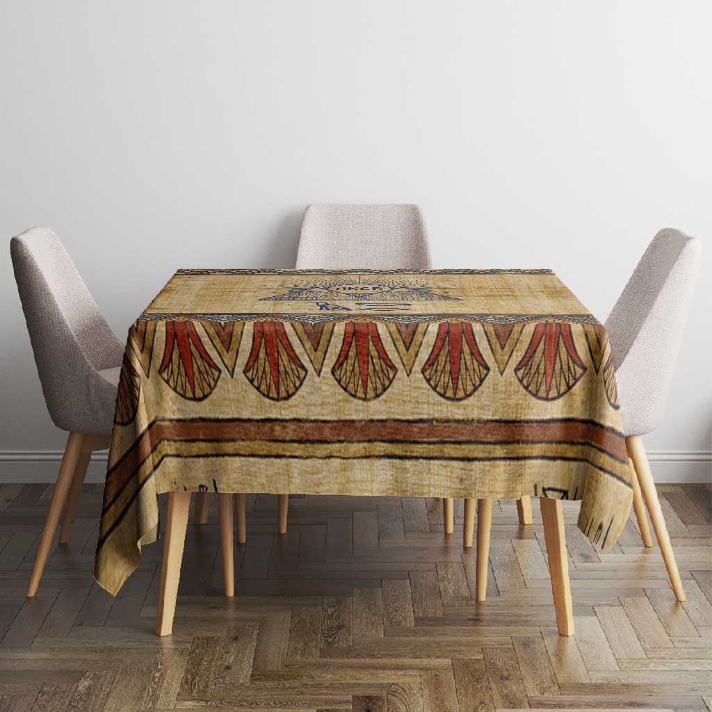 Aker Ancient Egyptian Tablecloth with Hieroglyphic Pattern, Pyramid Symbol, and Twin Lion Guardians Motif - African Pride