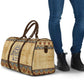 Aker Ancient Egyptian Travel Bag with Hieroglyphic Pattern, Pyramid Symbol, and Twin Lion Guardians Motif - African Pride
