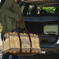Aker Ancient Egyptian Travel Bag with Hieroglyphic Pattern, Pyramid Symbol, and Twin Lion Guardians Motif - African Pride