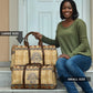 Aker Ancient Egyptian Travel Bag with Hieroglyphic Pattern, Pyramid Symbol, and Twin Lion Guardians Motif - African Pride