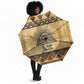 Aker Ancient Egyptian Umbrella with Hieroglyphic Pattern, Pyramid Symbol, and Twin Lion Guardians Motif - African Pride