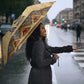 Aker Ancient Egyptian Umbrella with Hieroglyphic Pattern, Pyramid Symbol, and Twin Lion Guardians Motif - African Pride