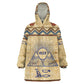 Aker Ancient Egyptian Wearable Blanket Hoodie with Hieroglyphic Pattern, Pyramid Symbol, and Twin Lion Guardians Motif - African Pride