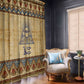 Aker Ancient Egyptian Window Curtain with Hieroglyphic Pattern, Pyramid Symbol, and Twin Lion Guardians Motif - African Pride