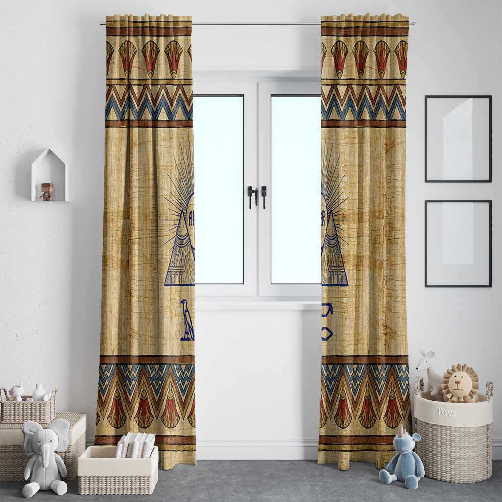 Aker Ancient Egyptian Window Curtain with Hieroglyphic Pattern, Pyramid Symbol, and Twin Lion Guardians Motif - African Pride