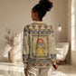 Aker Ancient Egyptian Women Casual Shirt with Hieroglyphic Pattern, Pyramid Symbol, and Twin Lion Guardians Motif - African Pride