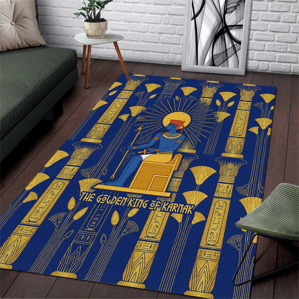 Amun Area Rug Ancient Egyptian Hieroglyphic, Pharaoh and Scarab - African Pride