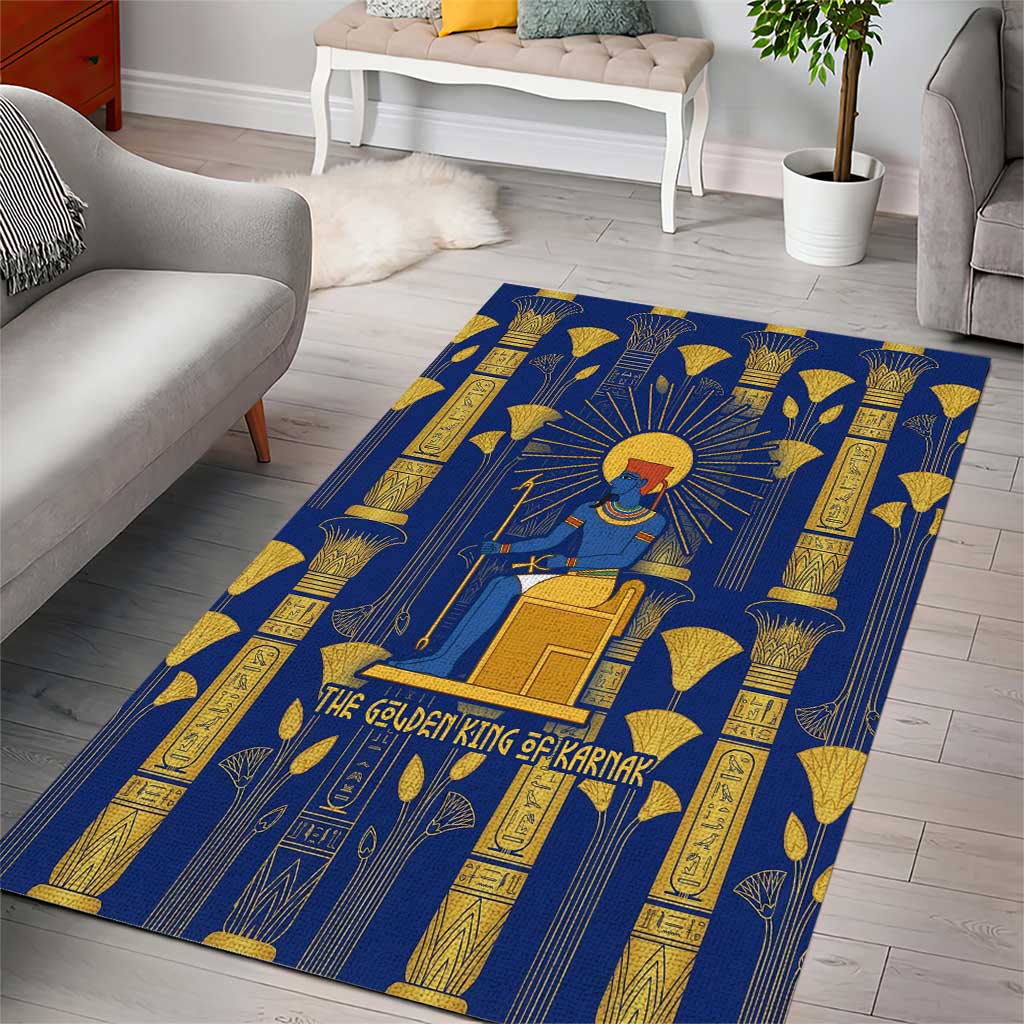 Amun Area Rug Ancient Egyptian Hieroglyphic, Pharaoh and Scarab - African Pride