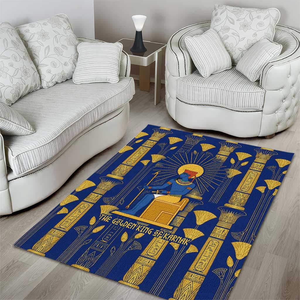 Amun Area Rug Ancient Egyptian Hieroglyphic, Pharaoh and Scarab - African Pride
