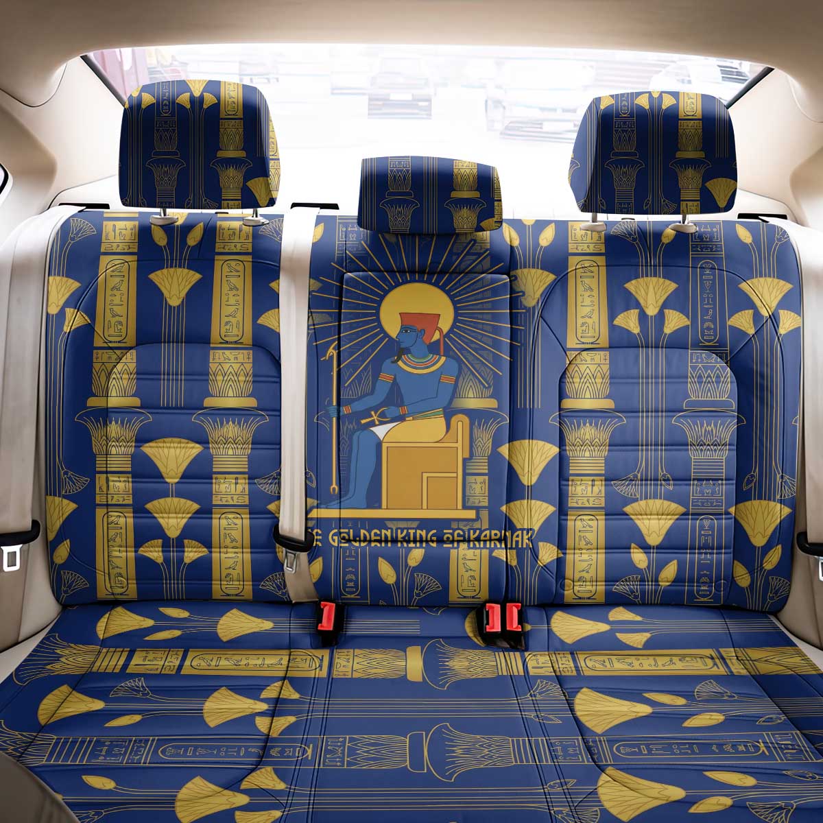 Amun Back Car Seat Cover Ancient Egyptian Hieroglyphic, Pharaoh and Scarab - African Pride