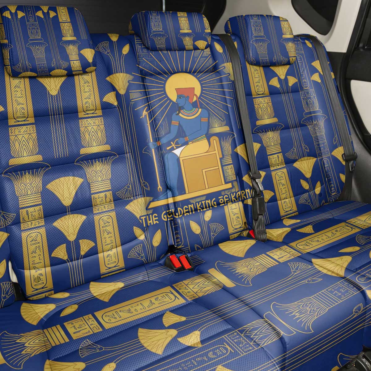 Amun Back Car Seat Cover Ancient Egyptian Hieroglyphic, Pharaoh and Scarab - African Pride