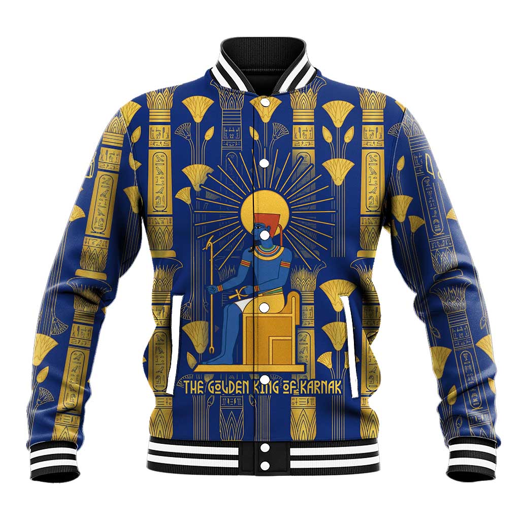 Amun Baseball Jacket Ancient Egyptian Hieroglyphic, Pharaoh and Scarab - African Pride
