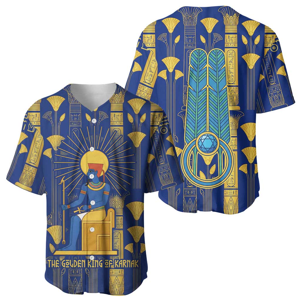 Amun Baseball Jersey Ancient Egyptian Hieroglyphic, Pharaoh and Scarab - African Pride