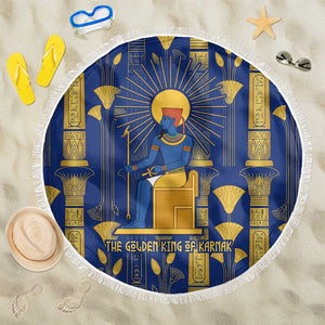 Amun Beach Blanket Ancient Egyptian Hieroglyphic, Pharaoh and Scarab - African Pride