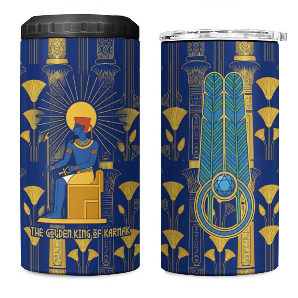 Amun 4 in 1 Can Cooler Tumbler Ancient Egyptian Hieroglyphic, Pharaoh and Scarab - African Pride
