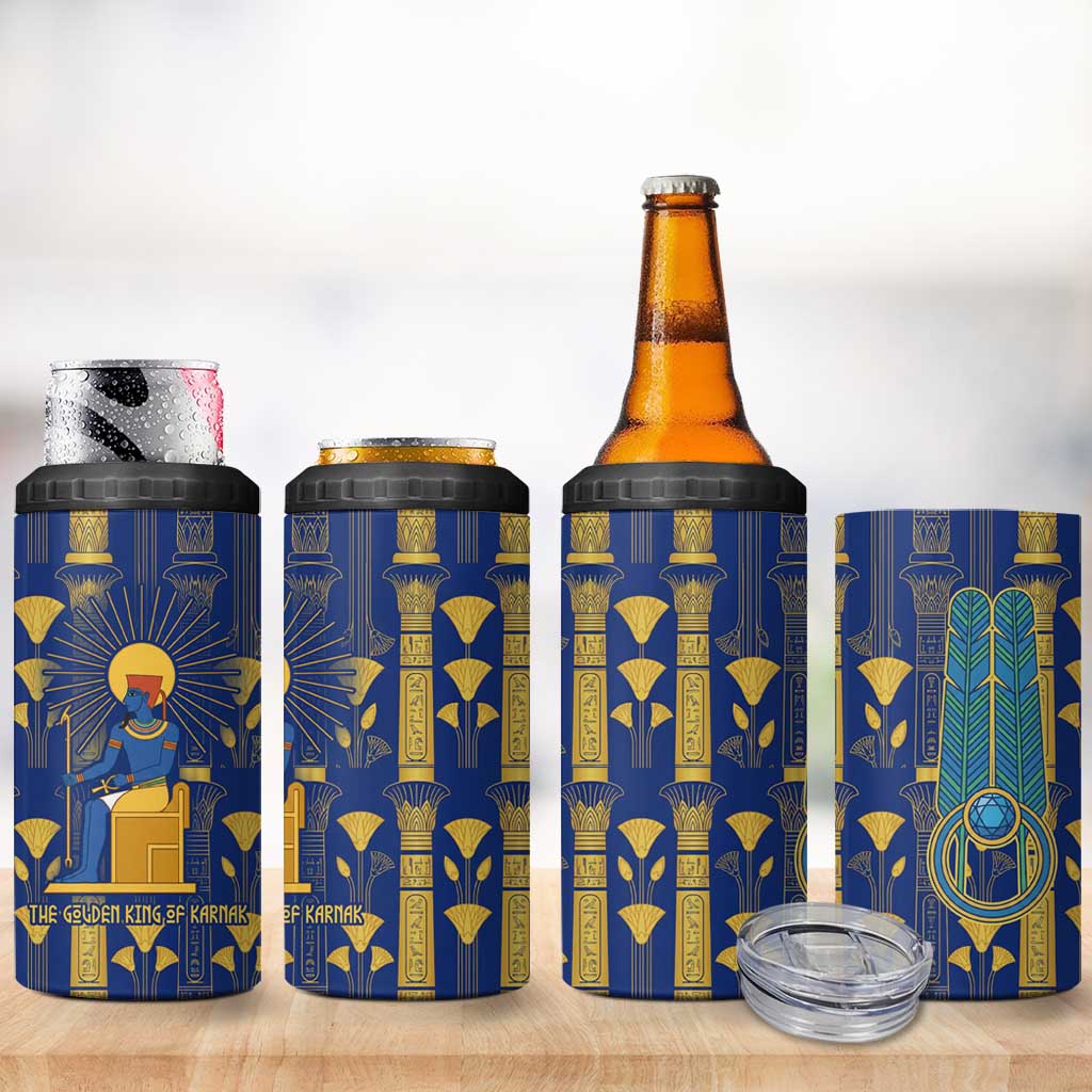 Amun 4 in 1 Can Cooler Tumbler Ancient Egyptian Hieroglyphic, Pharaoh and Scarab - African Pride