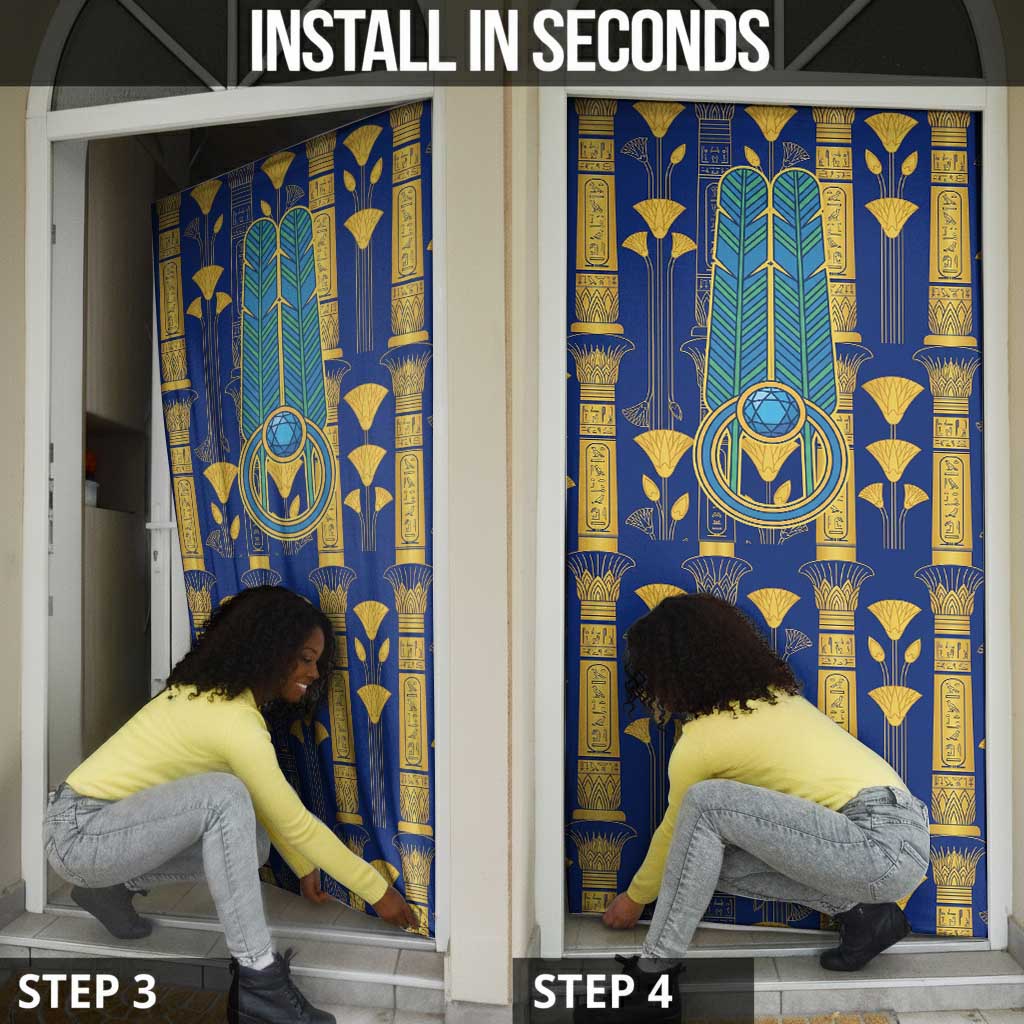 Amun Door Cover Ancient Egyptian Hieroglyphic, Pharaoh and Scarab - African Pride