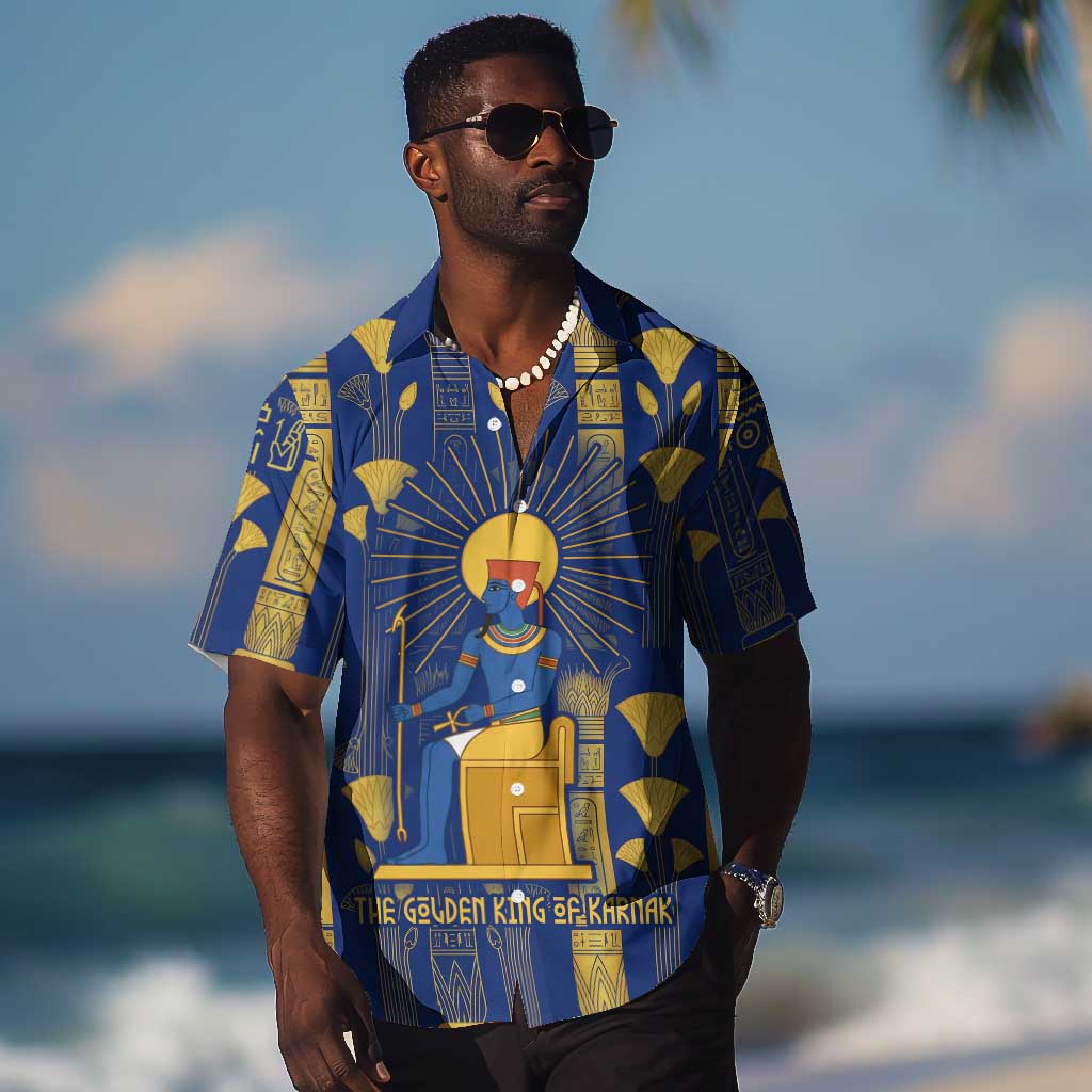 Amun Hawaiian Shirt Ancient Egyptian Hieroglyphic, Pharaoh and Scarab - African Pride