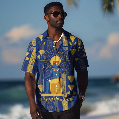 Amun Hawaiian Shirt Ancient Egyptian Hieroglyphic, Pharaoh and Scarab - African Pride